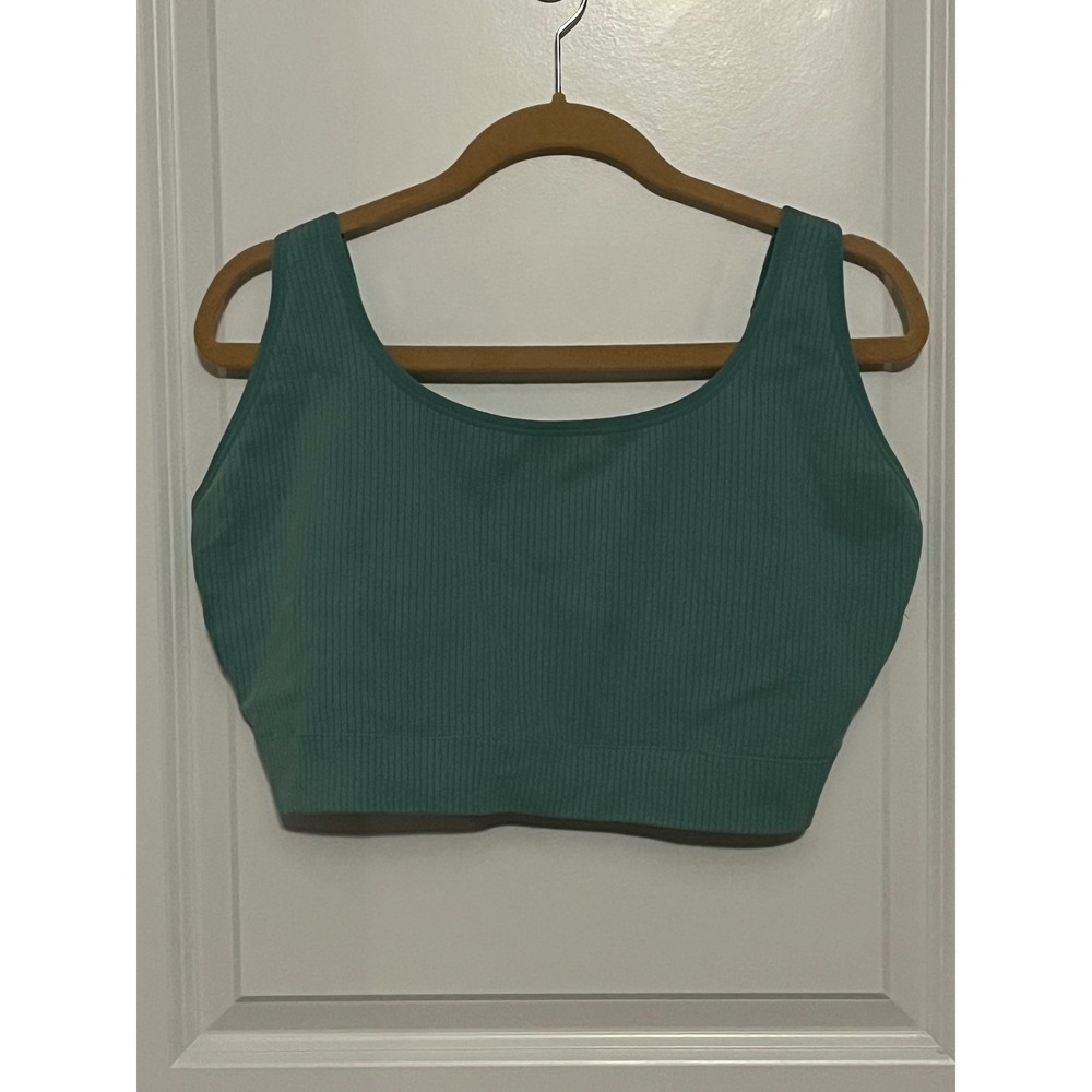 Auden Ribbed Seamless Sports Bra Green 3X Adjustable Straps Full Coverage Yoga